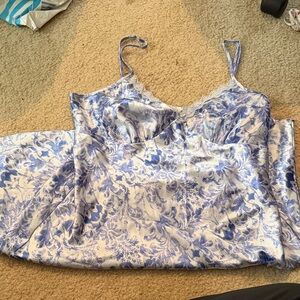 Adonna Blue and White Floral Mini Dress